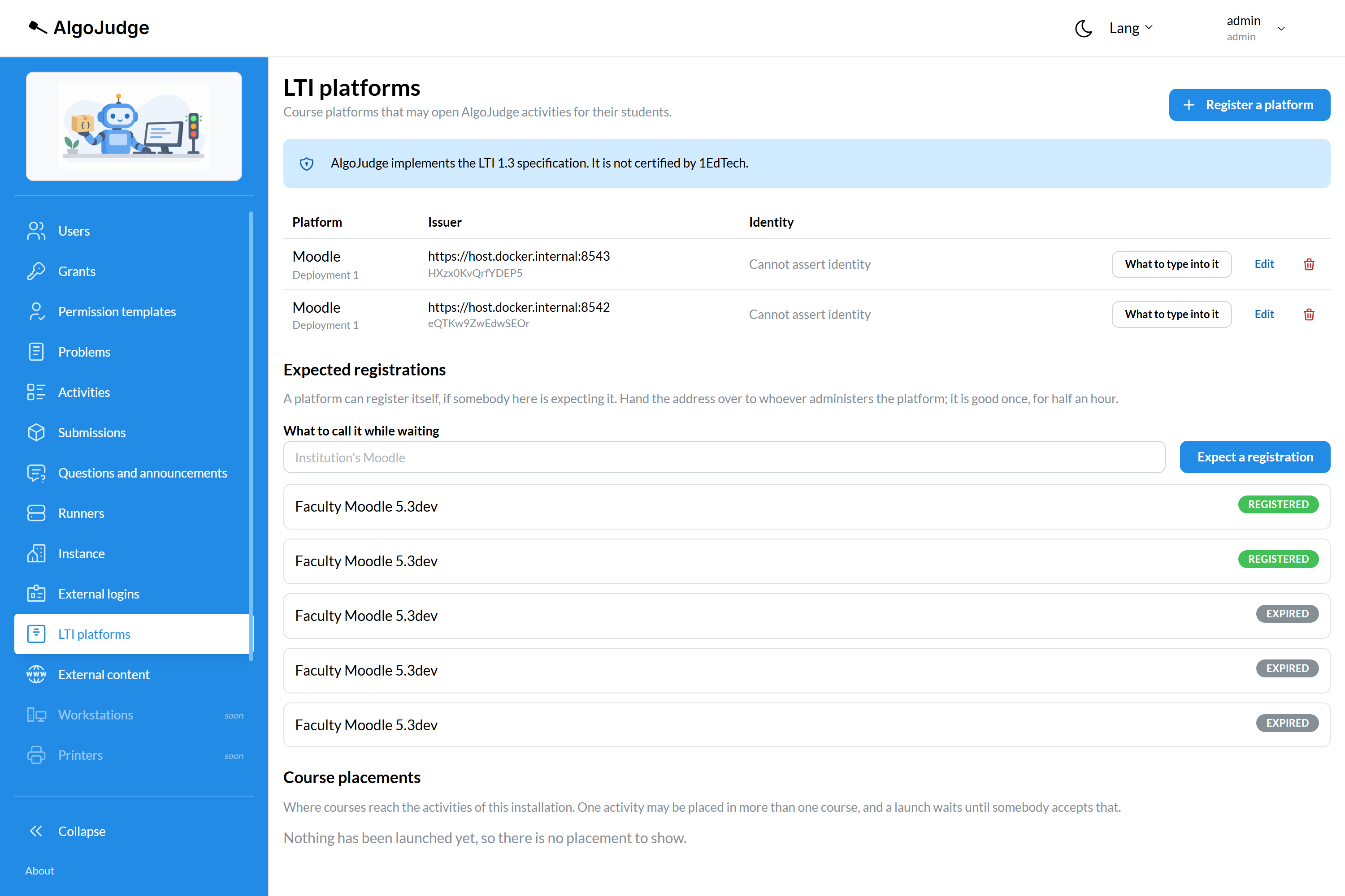 Two platforms registered against one installation